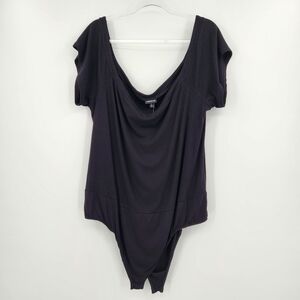 Torrid Rib Off The Shoulder Bodysuit Womens Size 5X 28 Black NWT Snap